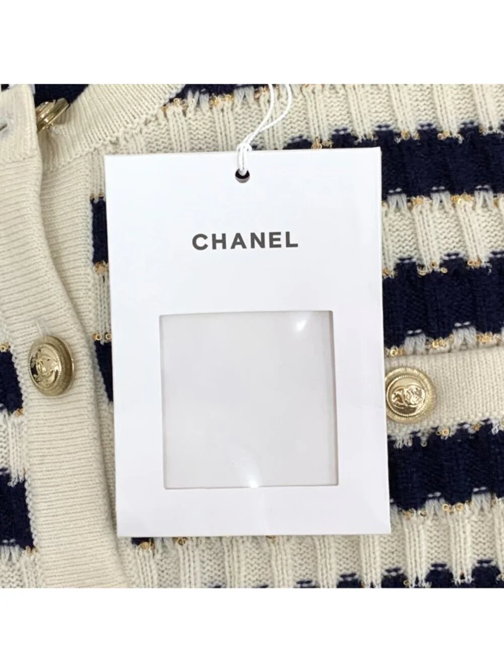 Chanel Color-Block Striped Cashmere Knit Dress